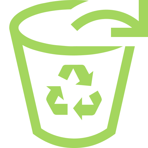 Green recycling bin with arrow symbol.